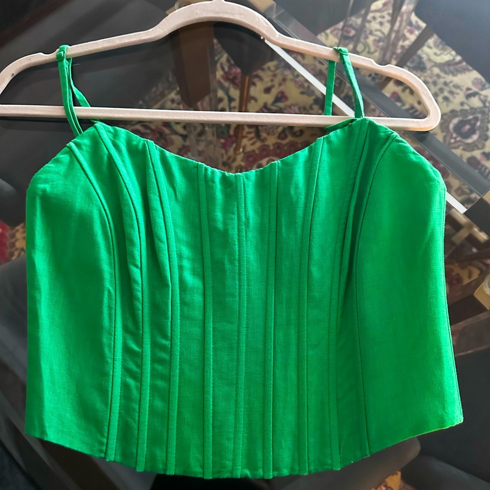 Green cropped corset top